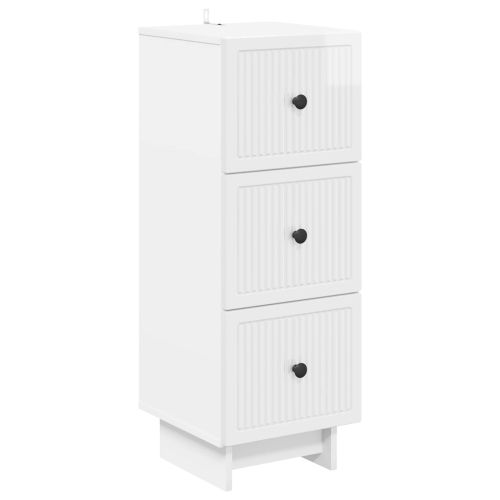 Чекмеджетен шкаф Бял гланц 33 x 34,5 x 90 см