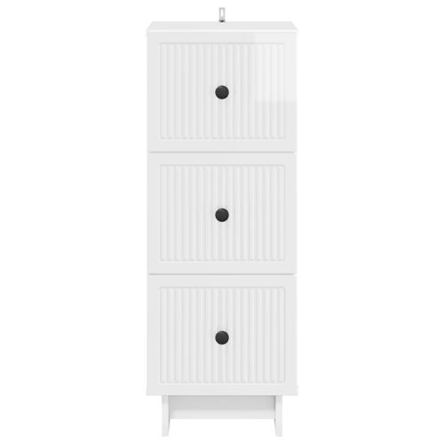 Чекмеджетен шкаф Бял гланц 33 x 34,5 x 90 см