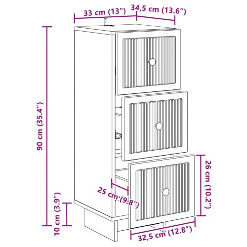 Чекмеджетен шкаф Старо дърво 33 x 34,5 x 90 см