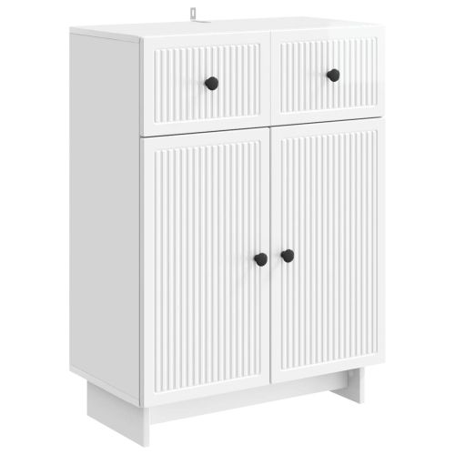 Служебен шкаф Бял гланц 66 x 34,5 x 90 см Инженерна дървесина