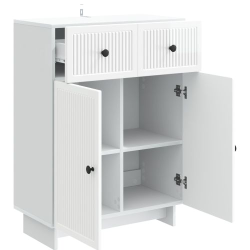 Служебен шкаф Бял гланц 66 x 34,5 x 90 см Инженерна дървесина