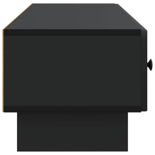 ТВ шкаф с чекмедже Черно 147 x 34,5 x 30 см Инженерна дървесина