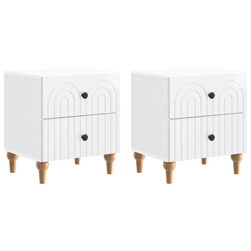 Нощен шкаф с чекмедже 2 pcs Бял гланц 43 x 34,5 x 48 см