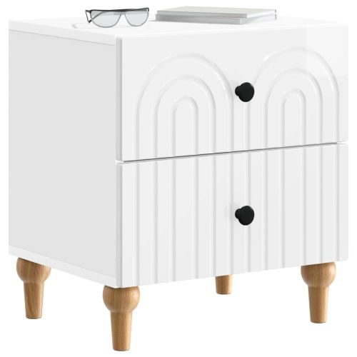 Нощен шкаф с чекмедже 2 pcs Бял гланц 43 x 34,5 x 48 см