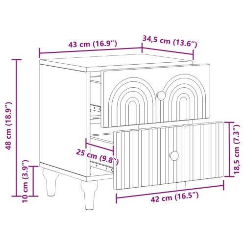 Нощен шкаф с чекмедже 2 pcs Бял гланц 43 x 34,5 x 48 см