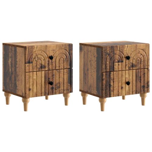 Нощен шкаф с чекмедже 2 pcs Старо дърво 43 x 34,5 x 48 см