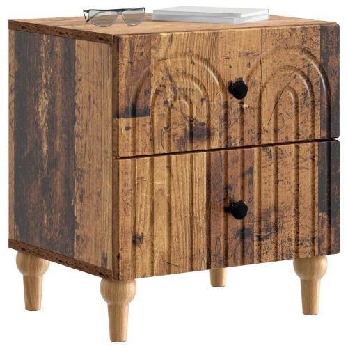 Нощен шкаф с чекмедже 2 pcs Старо дърво 43 x 34,5 x 48 см