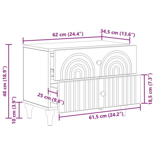 Нощен шкаф Бетонно сиво 62 x 34,5 x 48 см Инженерна дървесина