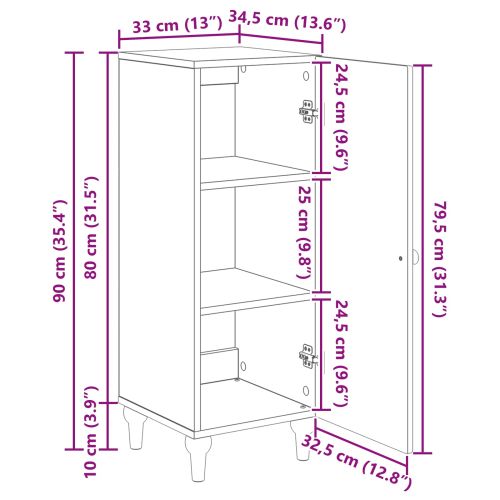 Служебен шкаф Старо дърво 33 x 34,5 x 90 см Инженерна дървесина