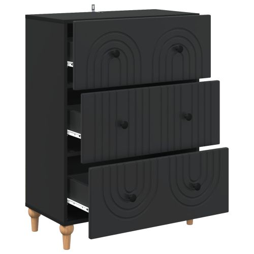 Чекмеджетен шкаф Черно 66 x 34,5 x 90 см Инженерна дървесина