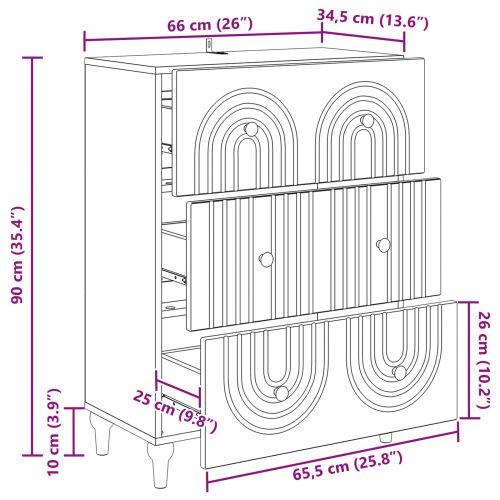Чекмеджетен шкаф Бетонно сиво 66 x 34,5 x 90 см