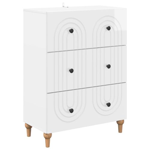 Чекмеджетен шкаф Бял гланц 66 x 34,5 x 90 см