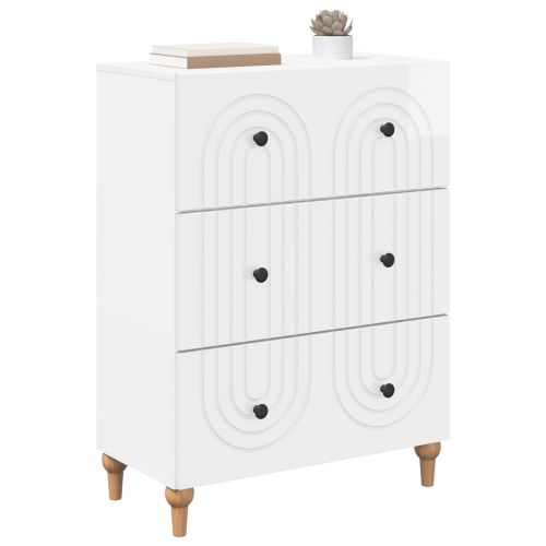 Чекмеджетен шкаф Бял гланц 66 x 34,5 x 90 см