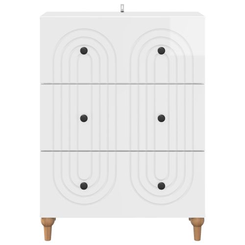 Чекмеджетен шкаф Бял гланц 66 x 34,5 x 90 см