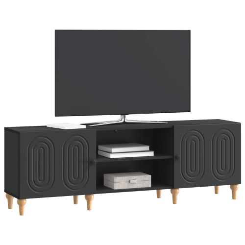 ТВ шкаф Черно 150 x 31 x 50 см Инженерна дървесина