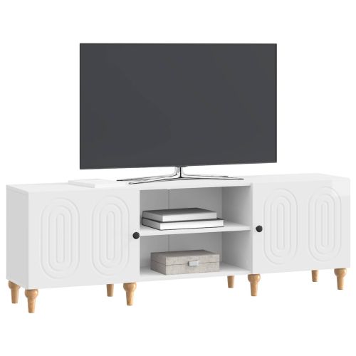 ТВ шкаф Бял гланц 150 x 31 x 50 см Инженерна дървесина