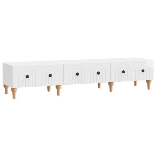 ТВ шкаф Бял гланц 147 x 34,5 x 30 см Инженерна дървесина
