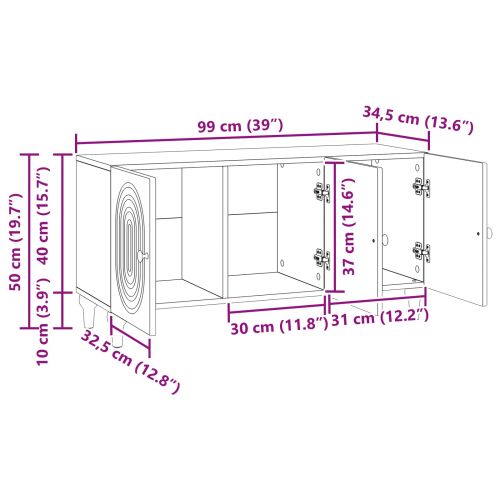 ТВ шкаф Черно 99 x 34,5 x 50 см Инженерна дървесина