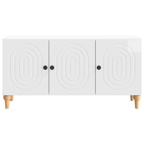 ТВ шкаф Бял гланц 99 x 34,5 x 50 см Инженерна дървесина