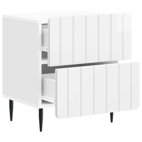 Нощен шкаф с чекмедже 2 pcs Бял гланц 43 x 34,5 x 49,5 см