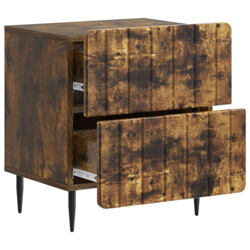 Нощен шкаф Опушен дъб 43 x 34,5 x 49,5 см Инженерна дървесина