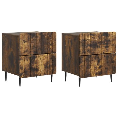 Нощен шкаф с чекмедже 2 pcs Опушен дъб 43 x 34,5 x 49,5 см
