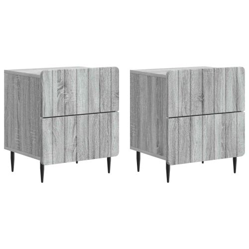 Нощен шкаф с чекмедже 2 pcs Сива сонома 43 x 34,5 x 49,5 см