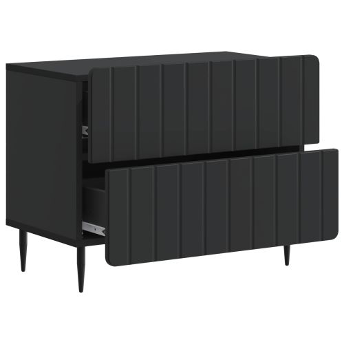 Нощен шкаф Черно 62 x 34,5 x 49,5 см Инженерна дървесина