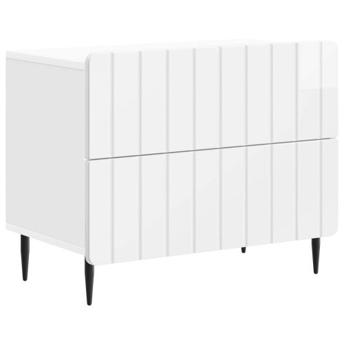 Нощен шкаф Бял гланц 62 x 34,5 x 49,5 см Инженерна дървесина