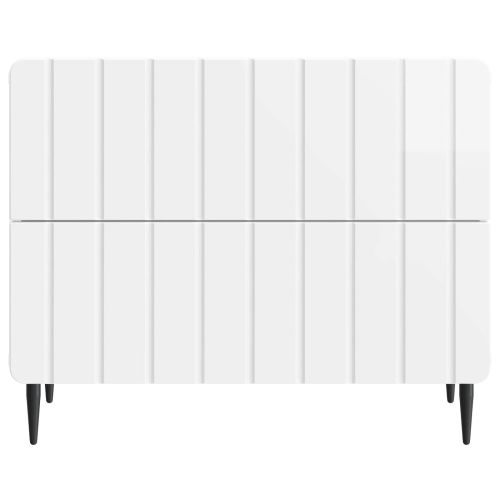 Нощен шкаф Бял гланц 62 x 34,5 x 49,5 см Инженерна дървесина