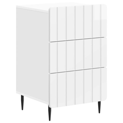 Нощен шкаф Бял гланц 43x 41 x 68 см Инженерна дървесина