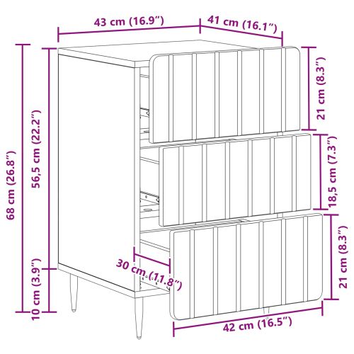 Нощен шкаф Сива сонома 43x 41 x 68 см Инженерна дървесина