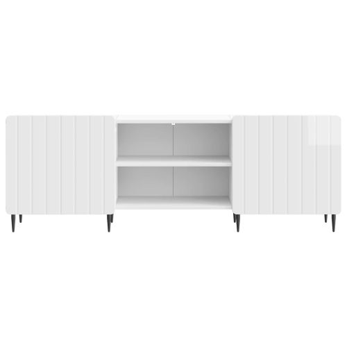 ТВ шкаф Бял гланц 150 x 31 x 52 см Инженерна дървесина