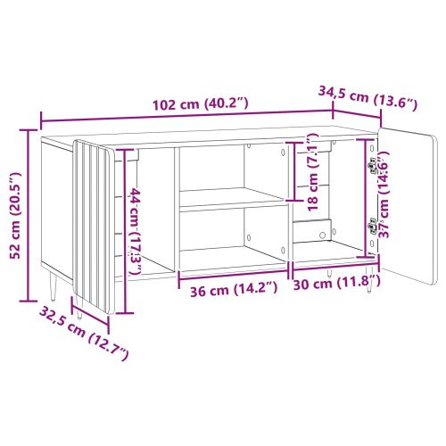 ТВ шкаф Старо дърво 102 x 34,5 x 52 см Инженерна дървесина