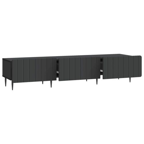 ТВ шкаф с чекмедже Черно 147 x 34,5 x 32 см Инженерна дървесина