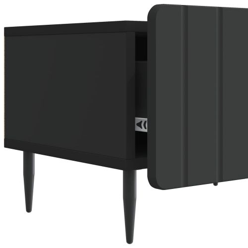 ТВ шкаф с чекмедже Черно 147 x 34,5 x 32 см Инженерна дървесина