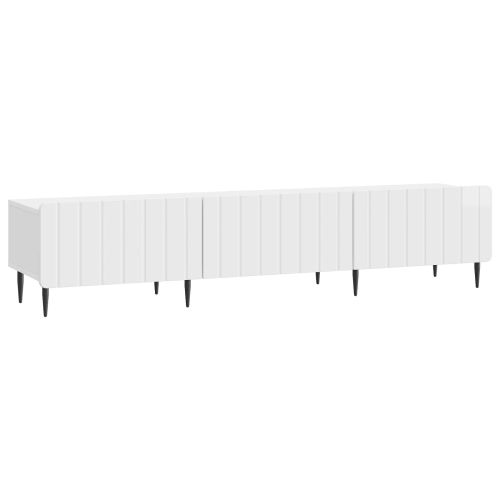 ТВ шкаф Бял гланц 147 x 34,5 x 32 см Инженерна дървесина