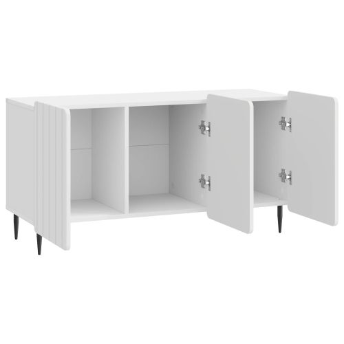 ТВ шкаф Бял гланц 99 x 34,5 x 52 см Инженерна дървесина