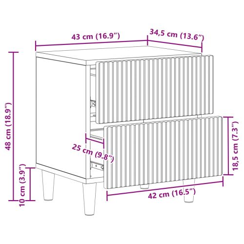 Нощен шкаф 2 pcs Черно 43 x 34,5 x 48 см Инженерна дървесина
