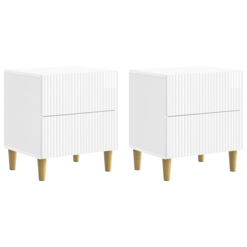 Нощен шкаф с чекмедже 2 pcs Бял гланц 43 x 34,5 x 48 см