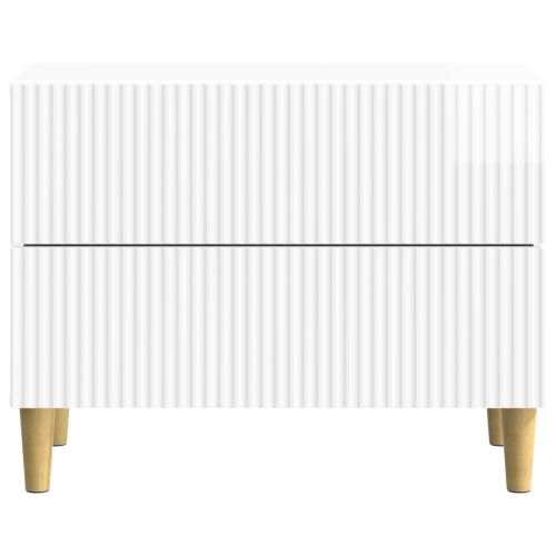 Нощен шкаф Бял гланц 62 x 34,5 x 48 см Инженерна дървесина