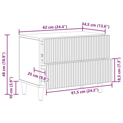 Нощен шкаф Опушен дъб 62 x 34,5 x 48 см Инженерна дървесина