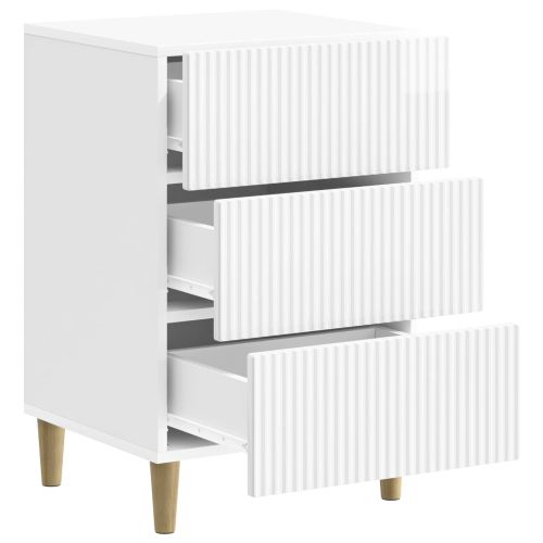 Нощен шкаф Бял гланц 43 x 41 x 66,5 см Инженерна дървесина