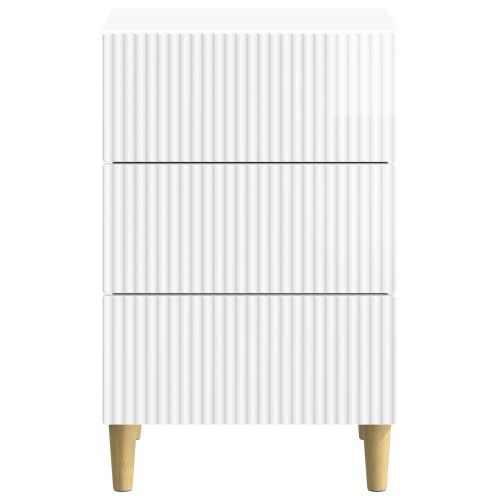 Нощен шкаф Бял гланц 43 x 41 x 66,5 см Инженерна дървесина