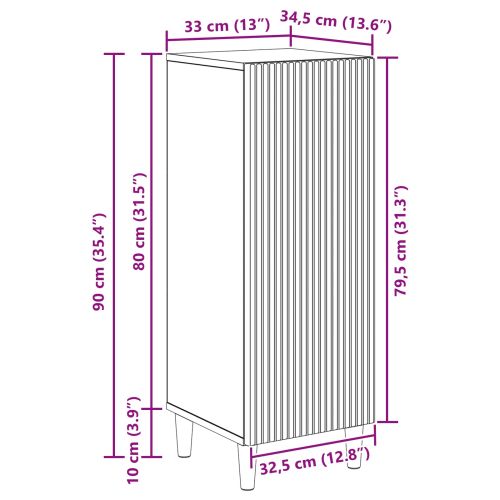 Служебен шкаф Черно 33 x 34,5 x 90 см Инженерна дървесина