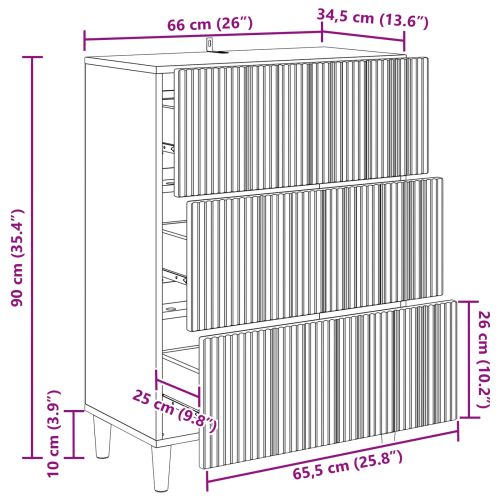 Чекмеджетен шкаф Опушен дъб 66 x 34,5 x 90 см