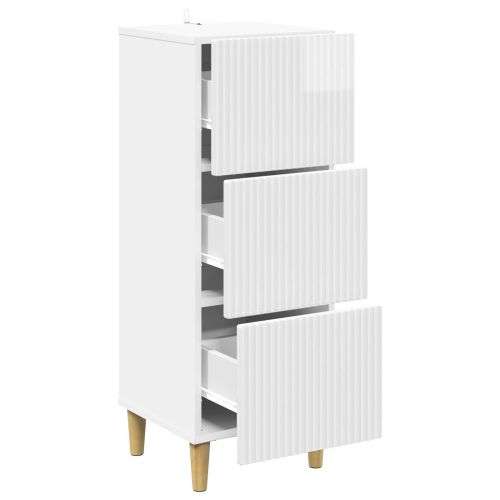 Чекмеджетен шкаф Бял гланц 33 x 34,5 x 90 см