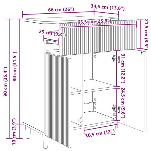 Служебен шкаф Бял гланц 66 x 34,5 x 90 см Инженерна дървесина