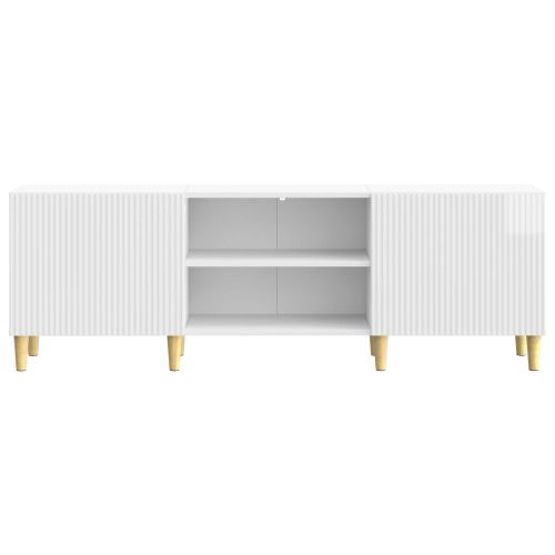 ТВ шкаф Бял гланц 150 x 31 x 50 см Инженерна дървесина