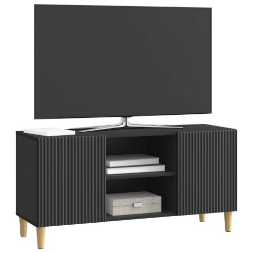 ТВ шкаф Черно 102 x 34,5 x 50 см Инженерна дървесина